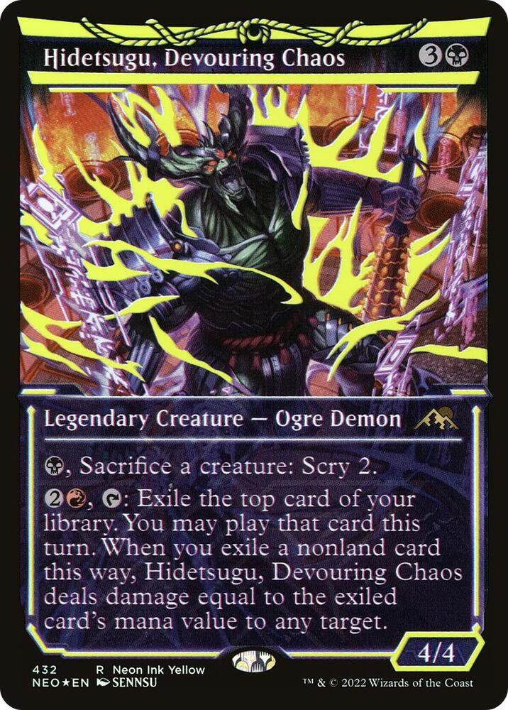 Hidetsugu, Devouring Chaos (Neon Yellow) (WPN Exclusive) | Kamigawa: Neon Dynasty #432