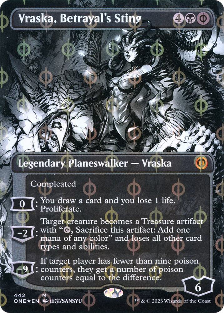 Vraska, Betrayal's Sting (Borderless) (Step-and-Compleat Foil) | Phyrexia: All Will Be One #442