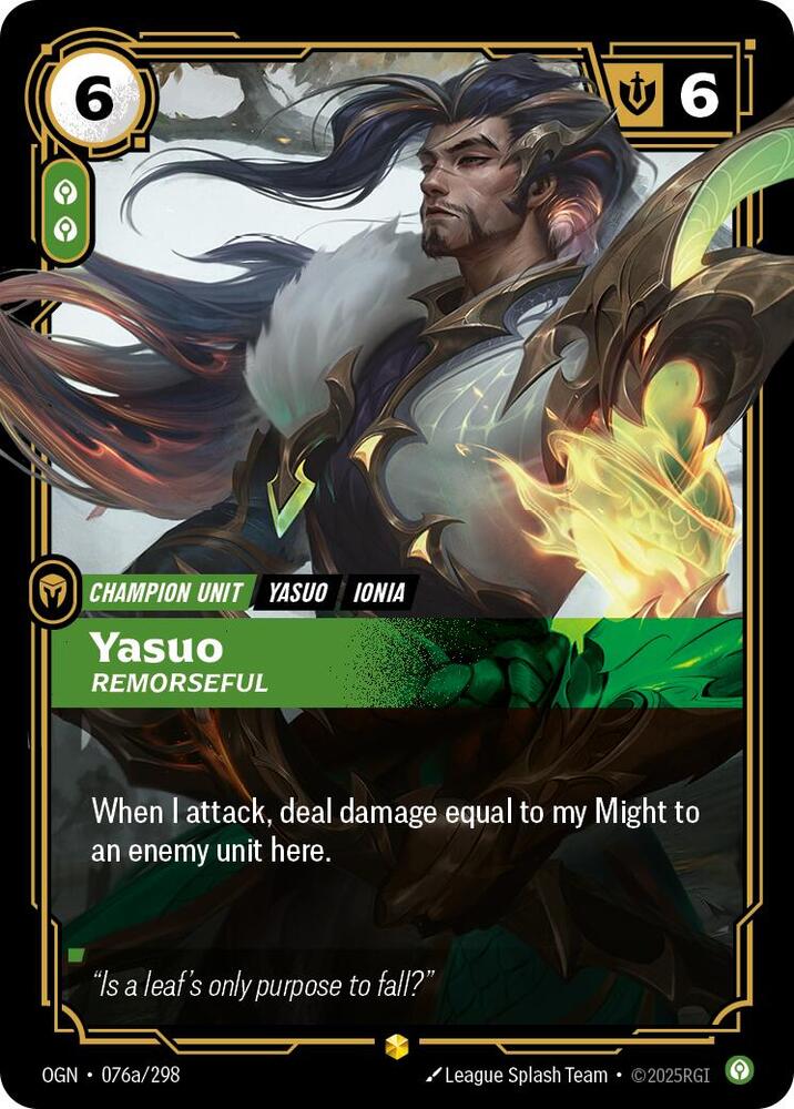 Yasuo, Remorseful (Alternate Art) | Origins #076a/298