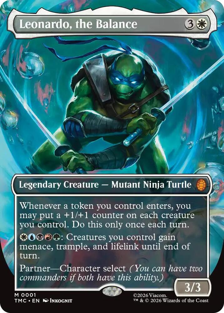 Leonardo, the Balance (0001) (Borderless) | Commander: Teenage Mutant Ninja Turtles #1