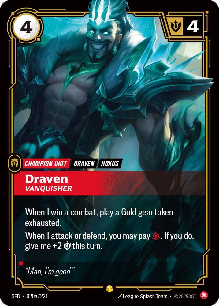 Draven, Vanquisher (Alternate Art) | Spiritforged #020a/221