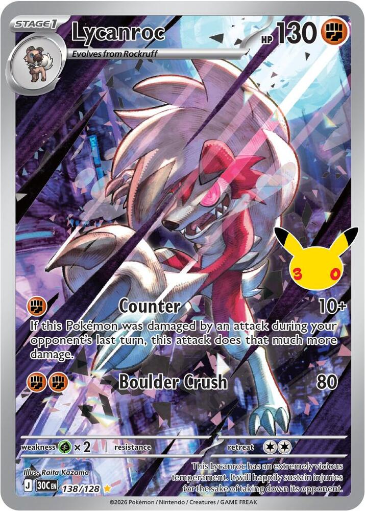 Lycanroc - 138/128 | ME: 30th Celebration #138/128