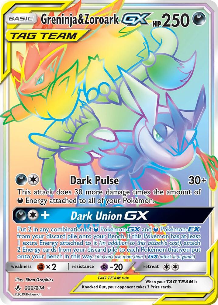 Greninja & Zoroark GX (Secret) | SM - Unbroken Bonds #222/214