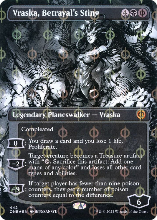 Vraska, Betrayal's Sting (Borderless) (Step-and-Compleat Foil) | Phyrexia: All Will Be One #442