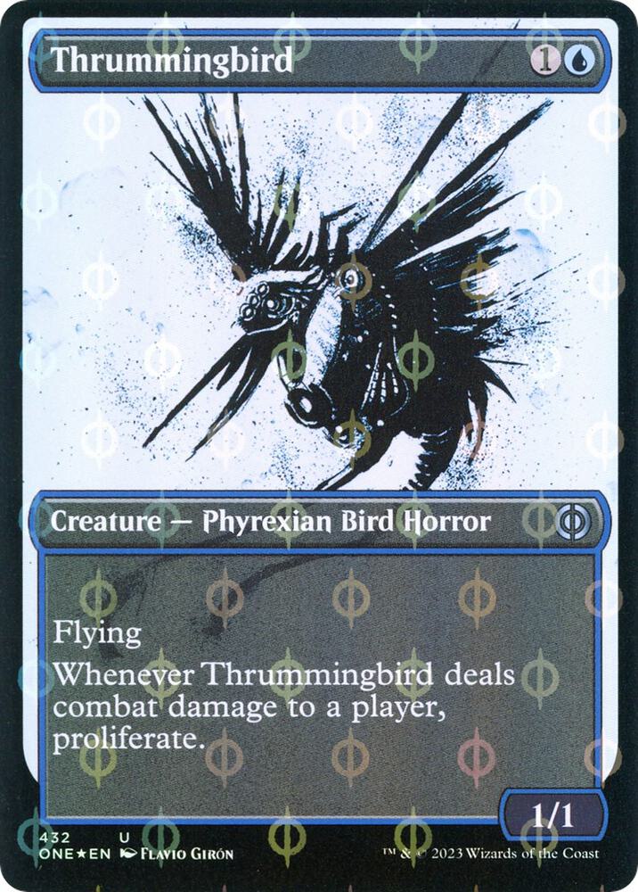 Thrummingbird (Showcase) (Step-and-Compleat Foil) | Phyrexia: All Will Be One #432