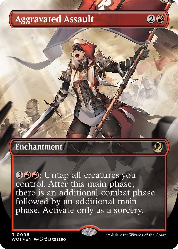 Aggravated Assault (Anime Borderless) (Confetti Foil) | Wilds of Eldraine: Enchanting Tales #96