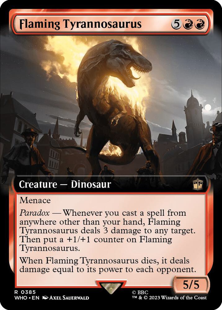 Flaming Tyrannosaurus (Extended Art) | Universes Beyond: Doctor Who #385
