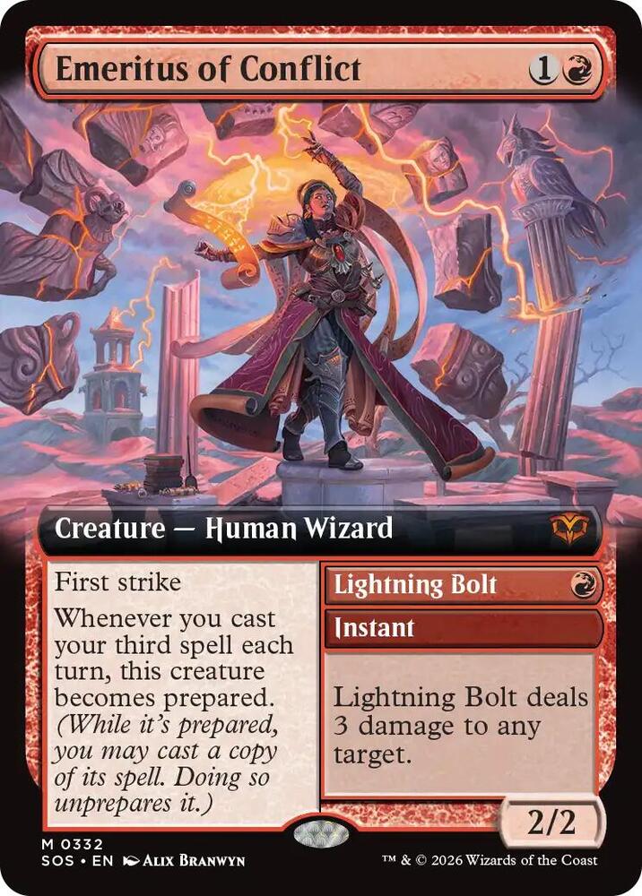 Emeritus of Conflict // Lightning Bolt | Secrets of Strixhaven #332